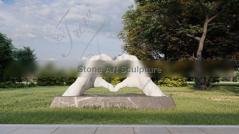 Large Marble Hand Heart Sculpture Factory Supplier MOK1-138 detail image