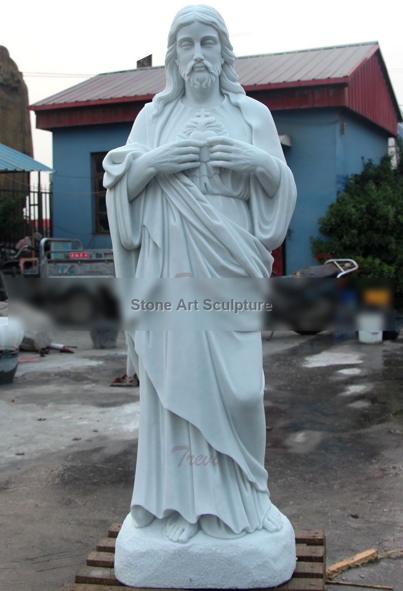 Sacred heart of jesus catholic marble statues for religious garden TCH-08 detail image