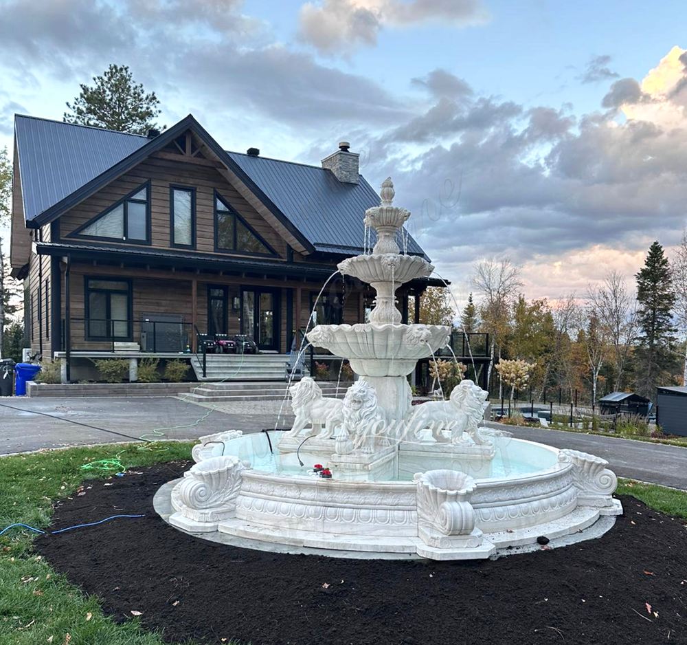 marble Canadian walking lion sculpture tiered fountains feedback
