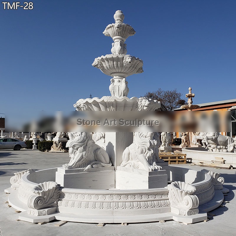 3 Tier Lion Garden Fountain with Sitting Lion Statues TMF-28 detail image