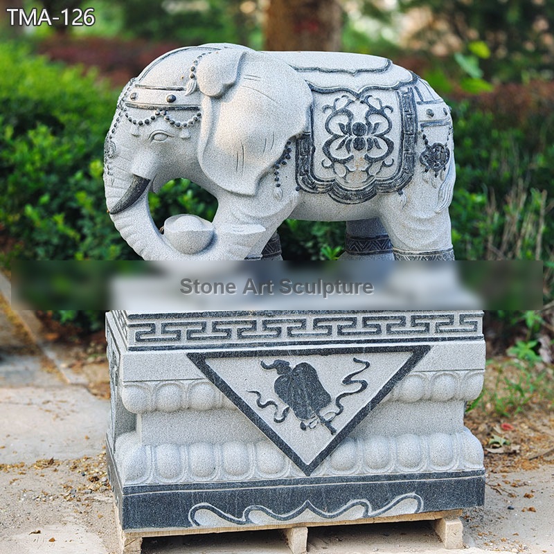 Black Marble Elephant Statue TMA-126 detail image