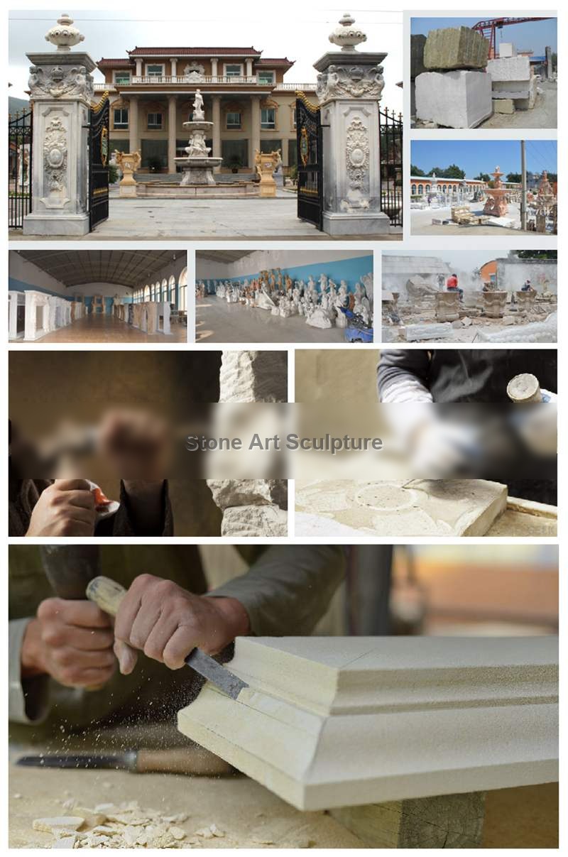 Hand Carved Female Marble Front Porch Columns with Stone for Sale MOKK-161 detail image