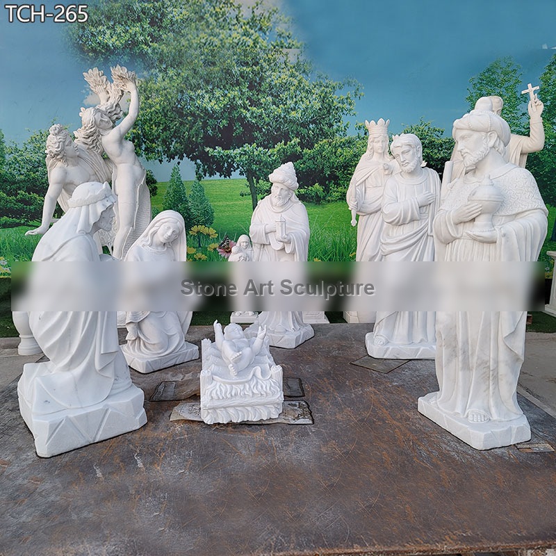 Life Size Religious Nativity Scene Statue in Marble detail image