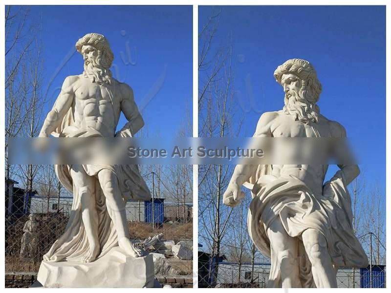 Beige Marble Poseidon Statue Greek Roman God of The Sea Supplier MOKK-623 detail image