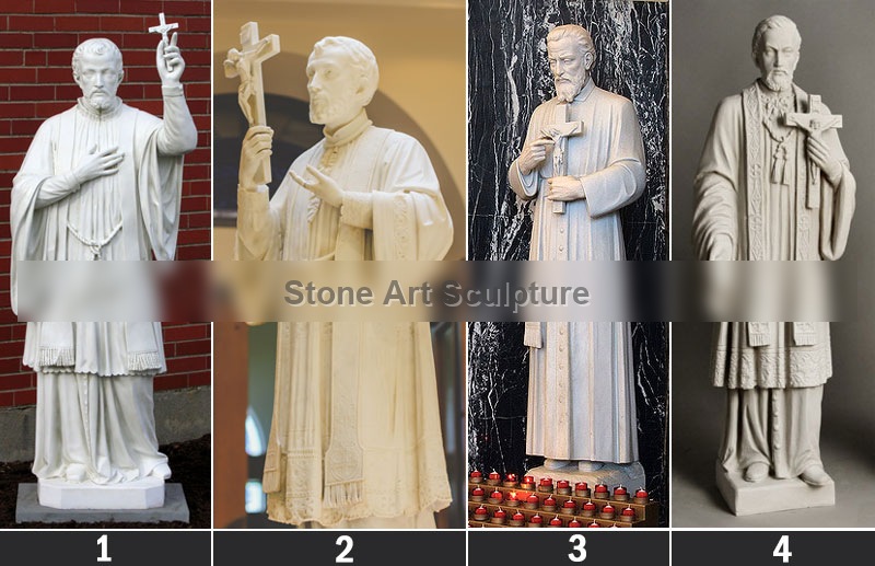 Catholic religious marble statues of Saint Francis Xavier for garden decor TCH-43 detail image