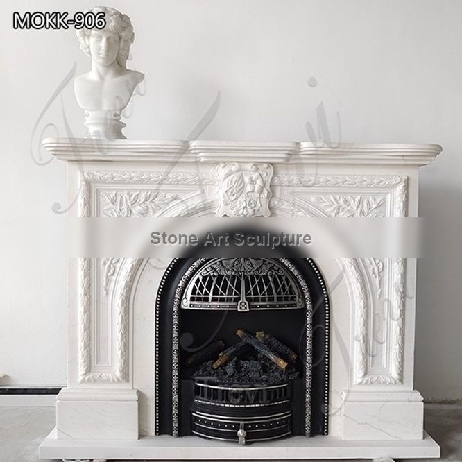 White Marble Fireplace Mantel Home Classical Art Decor for Sale MOKK-906