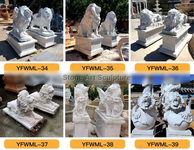 Outdoor Marble Lion and Goat statue for Sale China Factory MOKK-759 detail image