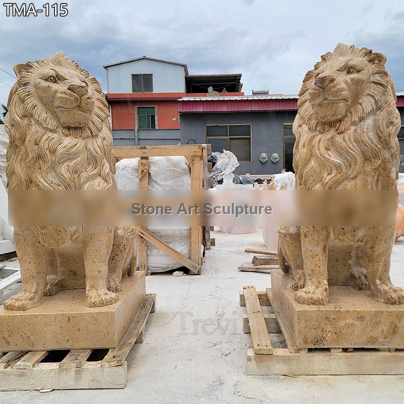 Life Size Beige Marble Lion Statue Price Factory Supply detail image