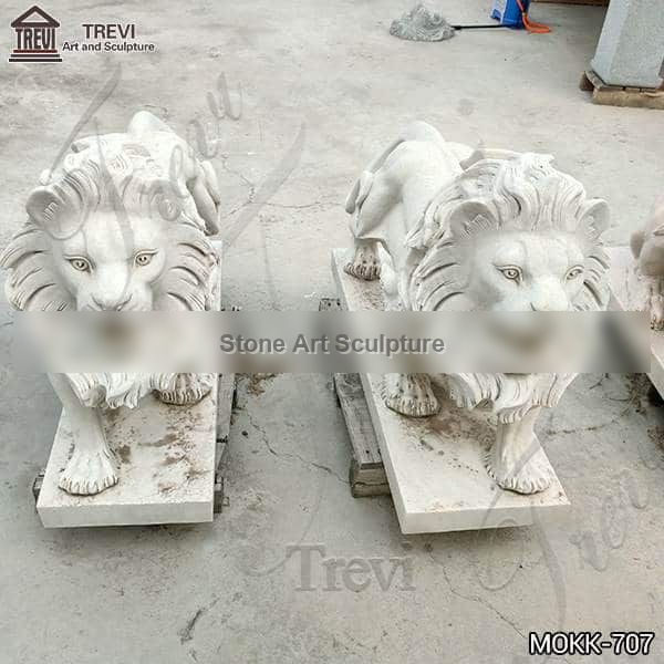 Garden Outdoor Marble Standing Lion Statue for Sale MOKK-707