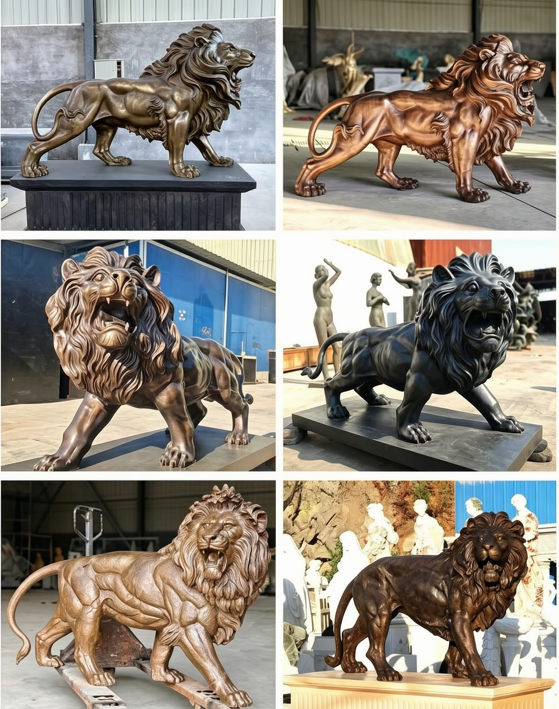 Our factory can create many more standing lion sculptures for our clients.
