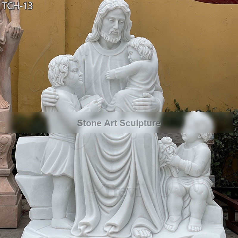 Outdoor Large Catholic Statues of Jesus Christ with Children TCH-13 detail image