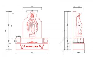 Virgin Mary Statues Headstone design drawing