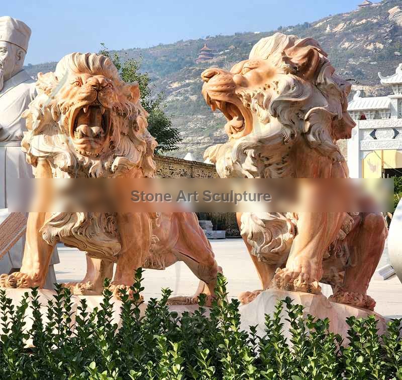 Marble Large Garden Lions Imperial Ornamental for Sale MOK1-077 detail image