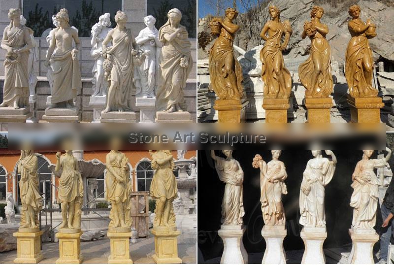 Mixed Colors Seasons Goddess Outdoor Garden Marble Statues Sale MOKK-642 detail image