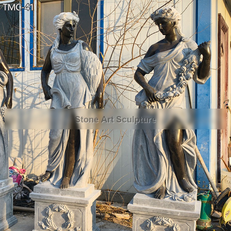 Black Marble Greek Four Season Goddess Statues TMC-41 detail image
