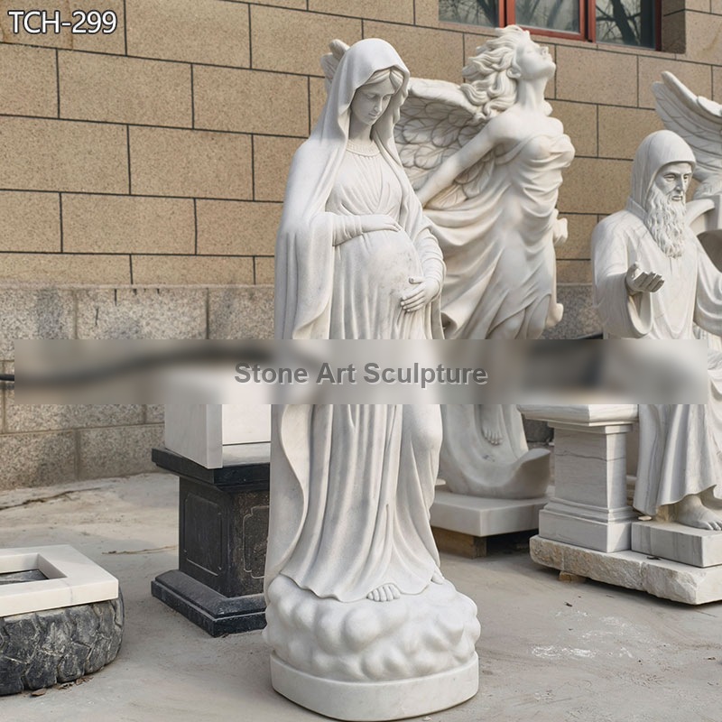 Marble Pregnant Our Lady of Hope Statue TCH-299 detail image