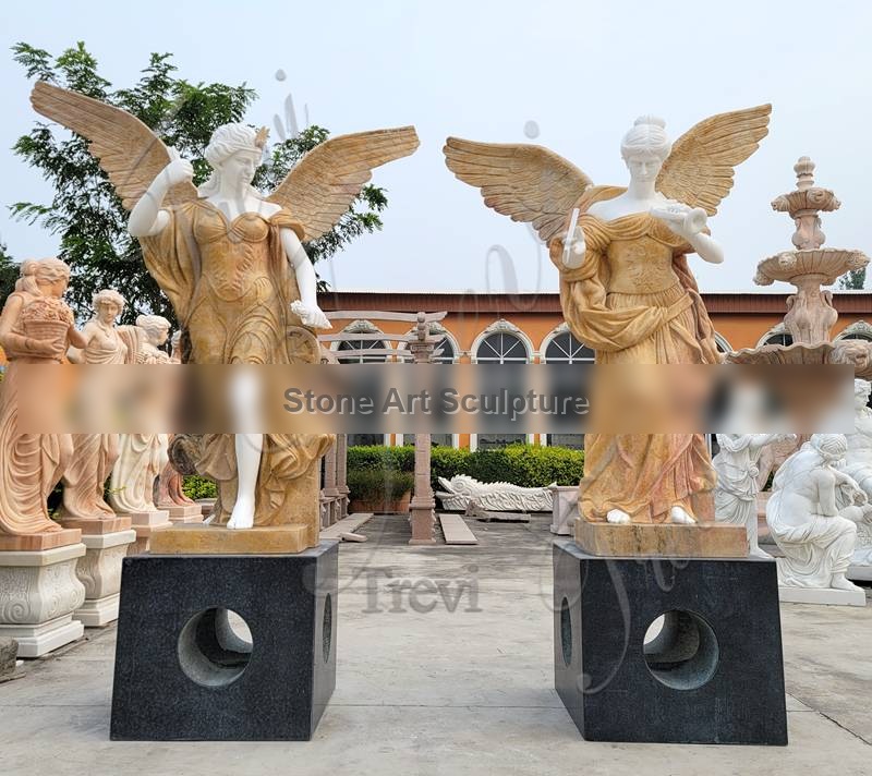 Garden Marble Life size Angel Statue with Baby Art Factory Supplier MOK1-055 detail image