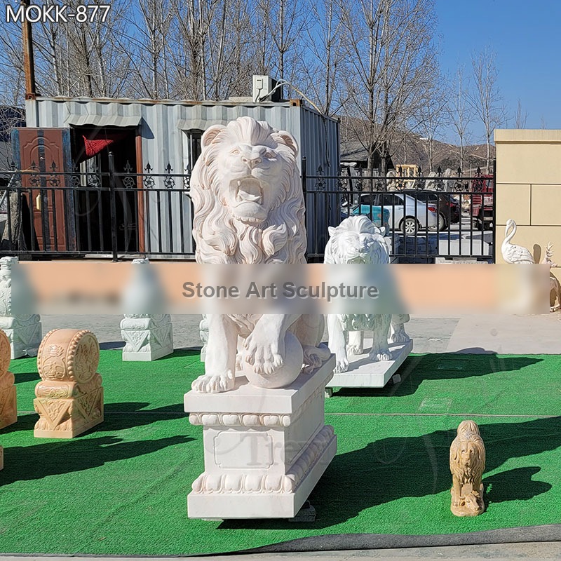 Large Marble Lion Statues Group for Sale China Factory MOKK-877 detail image