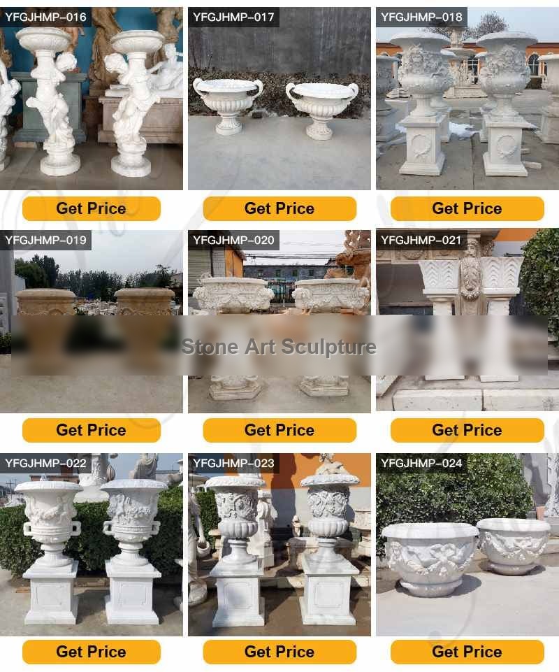 Home Decoration White Marble Lion Flowerpot for Sale MOKK-724 detail image