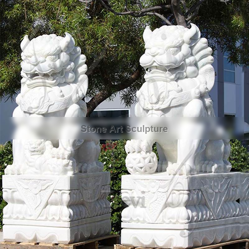 Chinese Marble Feng Shui Lions Front Door Home Decor for Sale MOK1-044 detail image