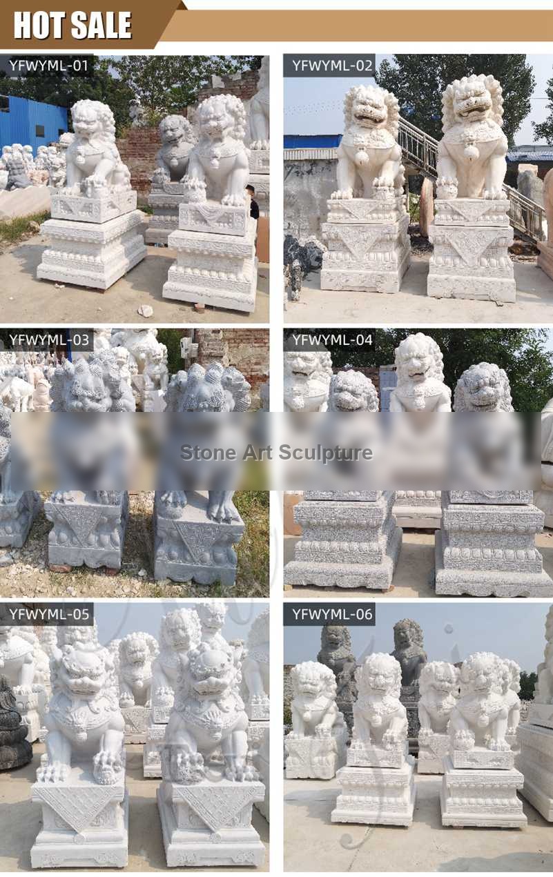 Hand Made Stone Chinese Foo Dog Statue for Front Porch Supplier MOKK-626 detail image
