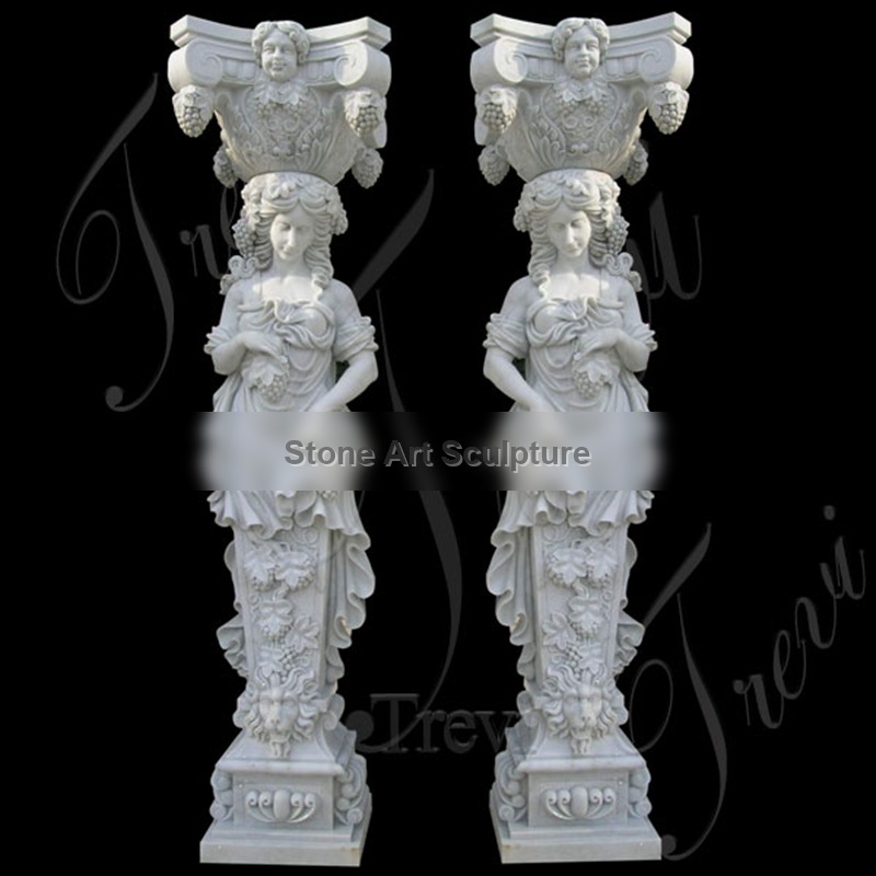 Outdoor Decorative Lady Statue Marble Columns Roman Stone Pillars for Sale MOKK-170 detail image