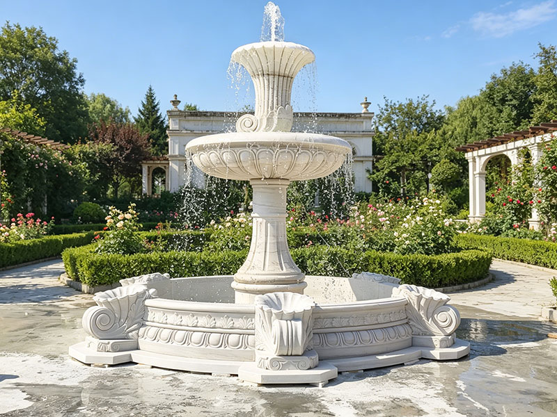 Large Outdoor Tiered Fountain in Marble