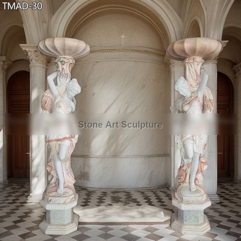 Marble Bench with Lion Statue for Garden detail image