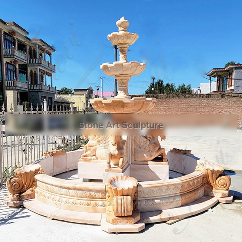 Custom Marble Luxury Outdoor Water Fountain with Horse Statue TMF-008 detail image