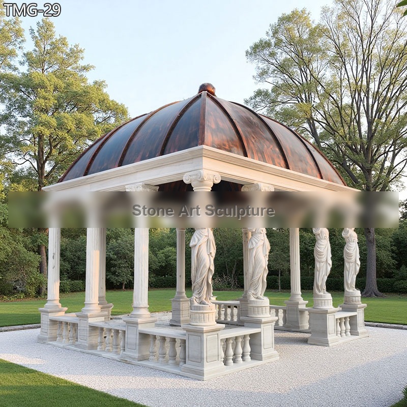 Square Italian Gazebo with Four Female Columns for Outdoor Decor TMG-29