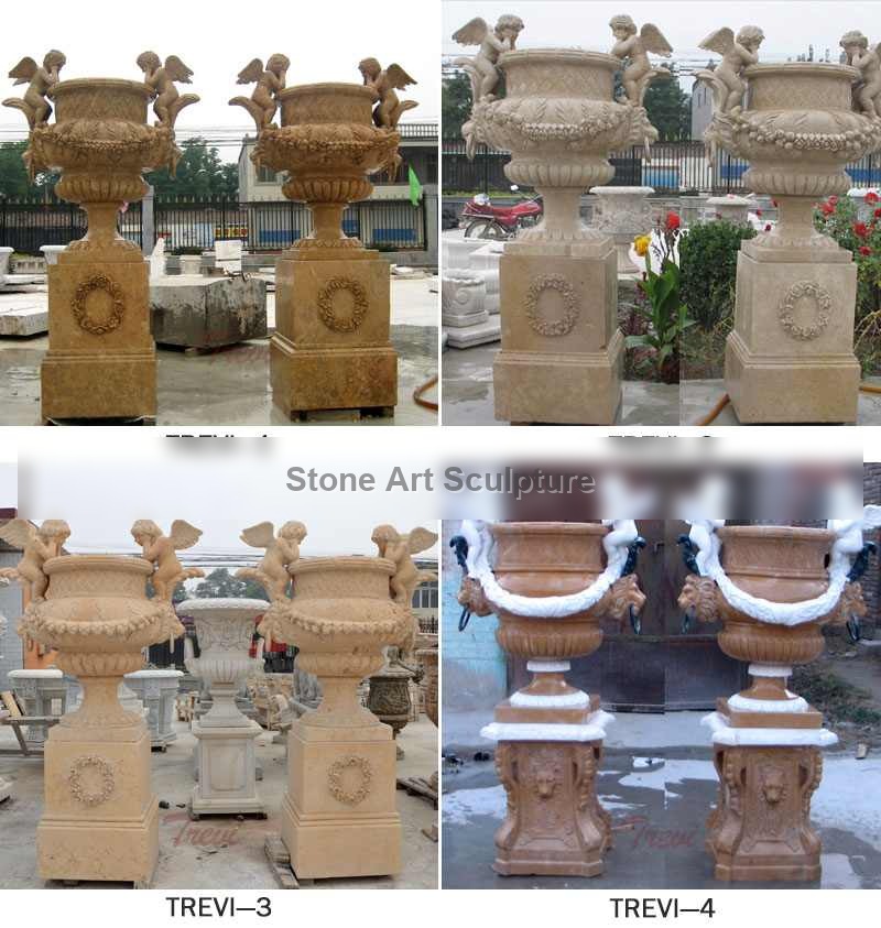 Outdoor Large Marble Plant Flower Pots with Angel Statue Supplier MOKK-52-2 detail image