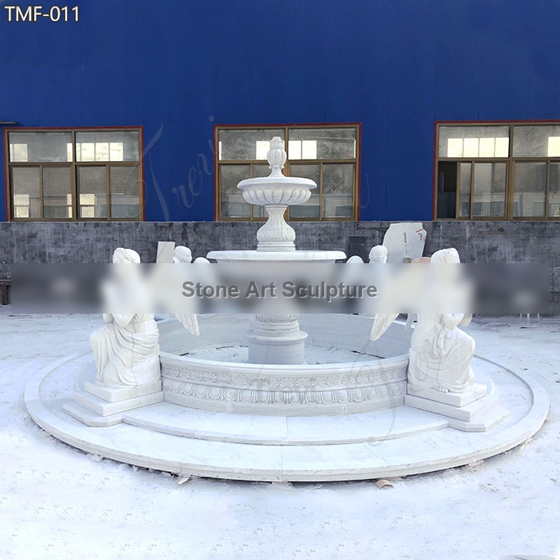 Large White Marble Angel Fountain Garden Decor for Sale TMF-011