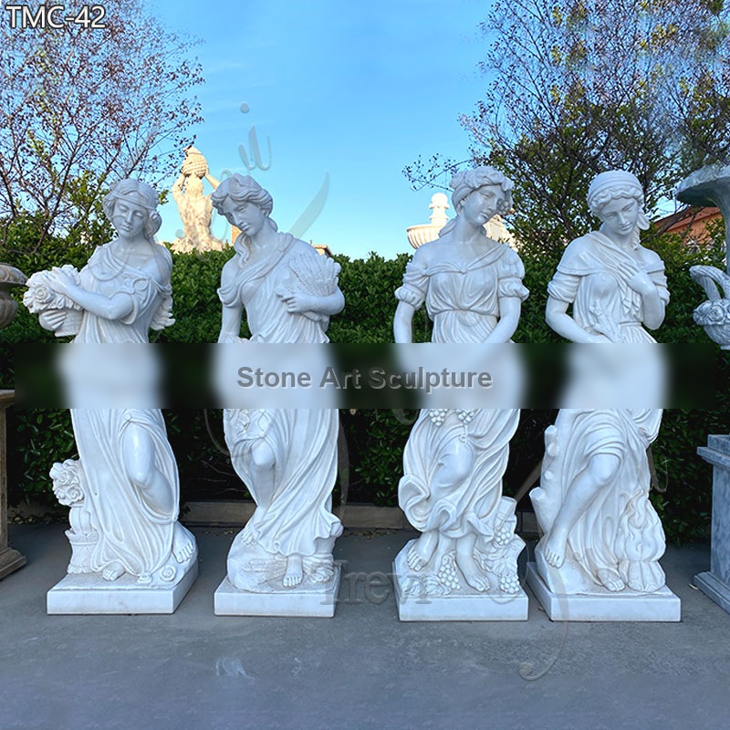 Outdoor Life Size White Marble Four Season Statue for Sale TMC-42 detail image