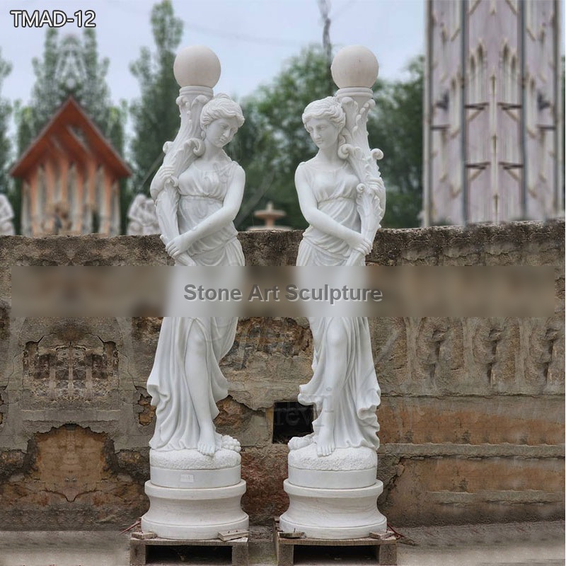 White Marble Life-Size Lady Lamp Garden Decor Factory Supply TMAD-12