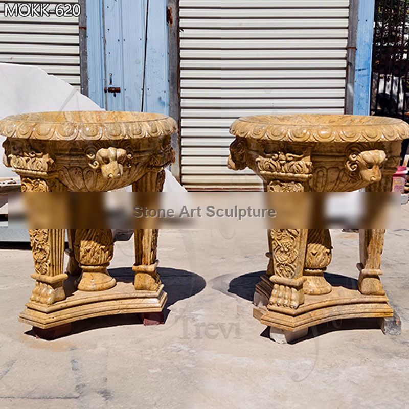 Extra Large Outdoor Beige Marble Planters for Sale MOKK-620 detail image