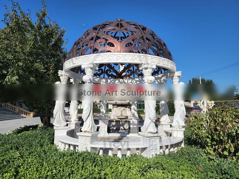 Custom Marble Italy Gazebo with Beach Outdoor Yard Decor TMG-14 detail image