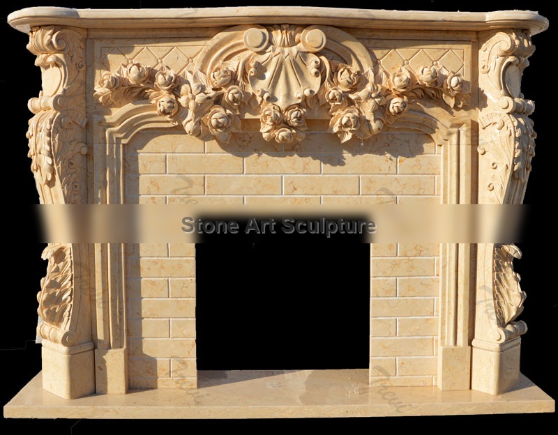 Antique stone decorative french country firaplace mantels surrounds for sale online TMFP-13 detail image