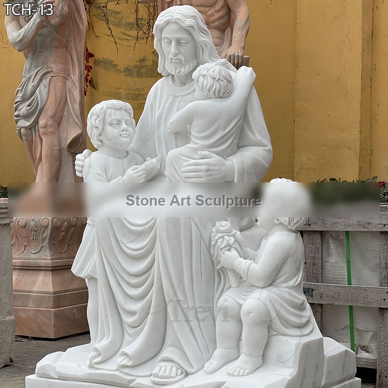 Outdoor Large Catholic Statues of Jesus Christ with Children TCH-13 detail image