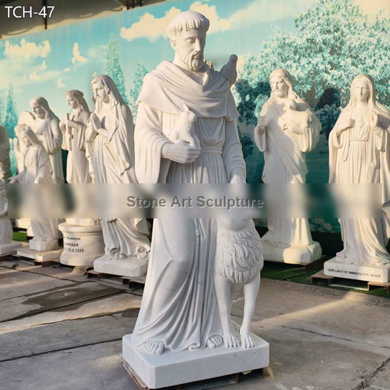 Outdoor St Francis Statue with Animals 6 Feet detail image