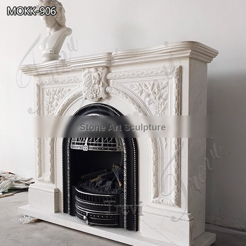 White Marble Fireplace Mantel Home Classical Art Decor for Sale MOKK-906 detail image