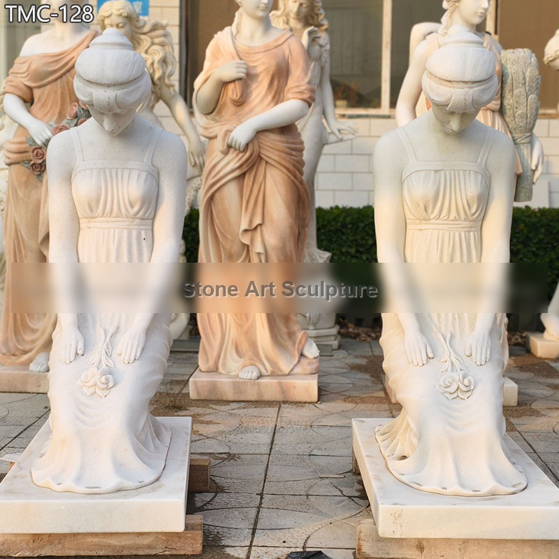 Pair of Marble Kneeling Woman Statues TMC-128 detail image