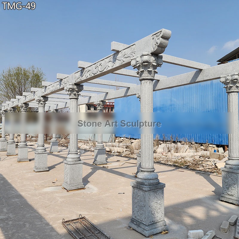 32 Ft × 6 Ft Outdoor Stone Pillar Pergola detail image