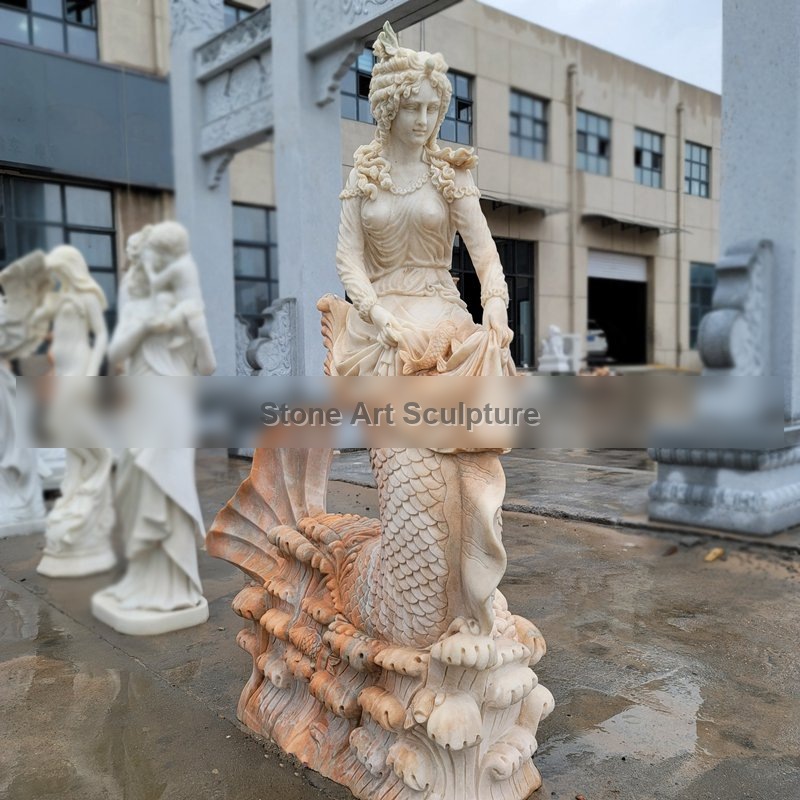 Hand Carved Marble Mermaid Statue Factory Supplier TMC-64 detail image