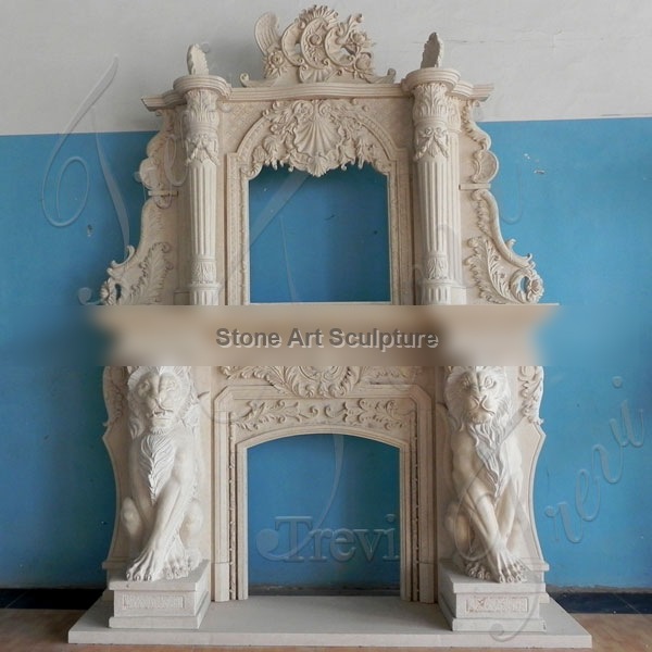 Craftsman Style Modern White Double Fireplace With Overmantels and Surrounds for sale TMFP-22