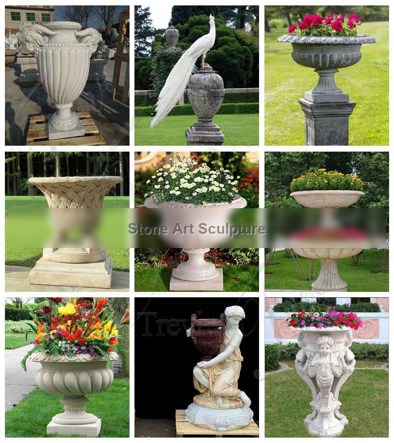 Large Outdoor Stone Flower Pots Peacock Decor for Sale MOKK-966 detail image