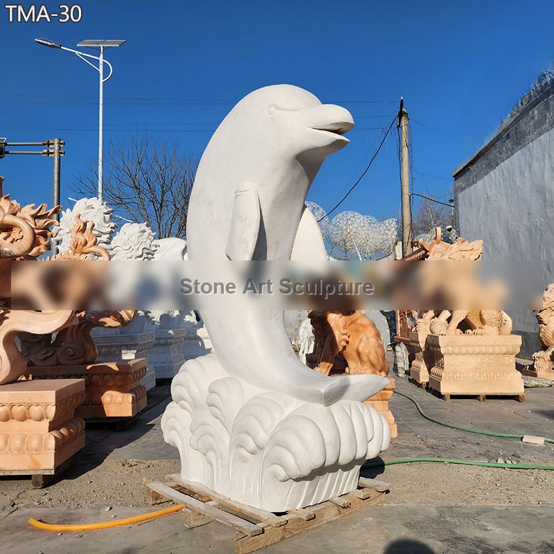 Marble Dolphin Statue Outdoor Pool Decor for Sale detail image