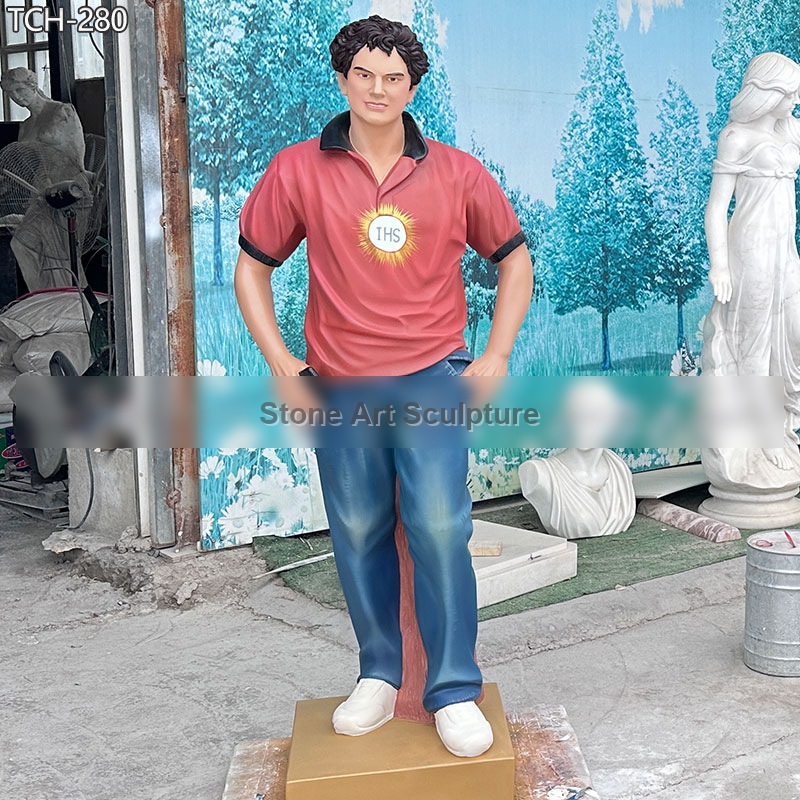 70″ Painted Marble Saint Carlo Acutis Statue for Sale detail image
