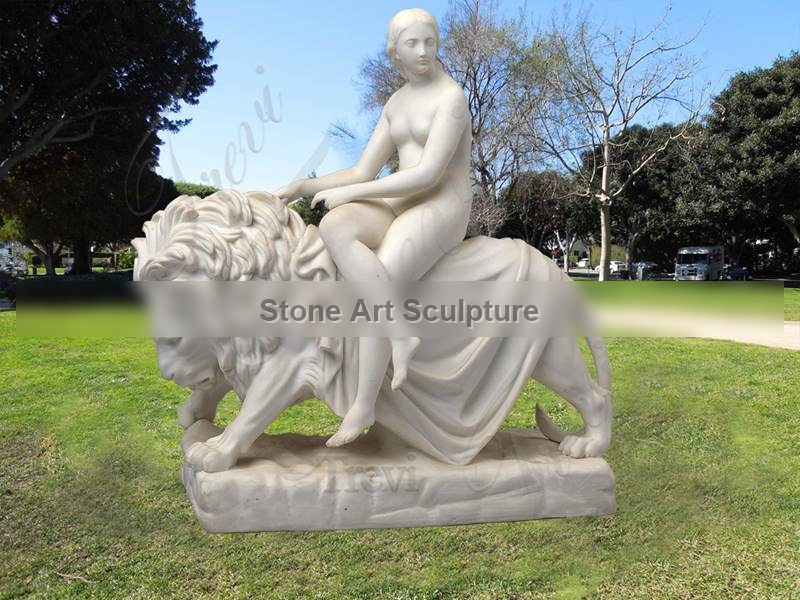 Marble Italian Yard Decor Una And The Lion Figure Statue for Sale MOKK-927 detail image