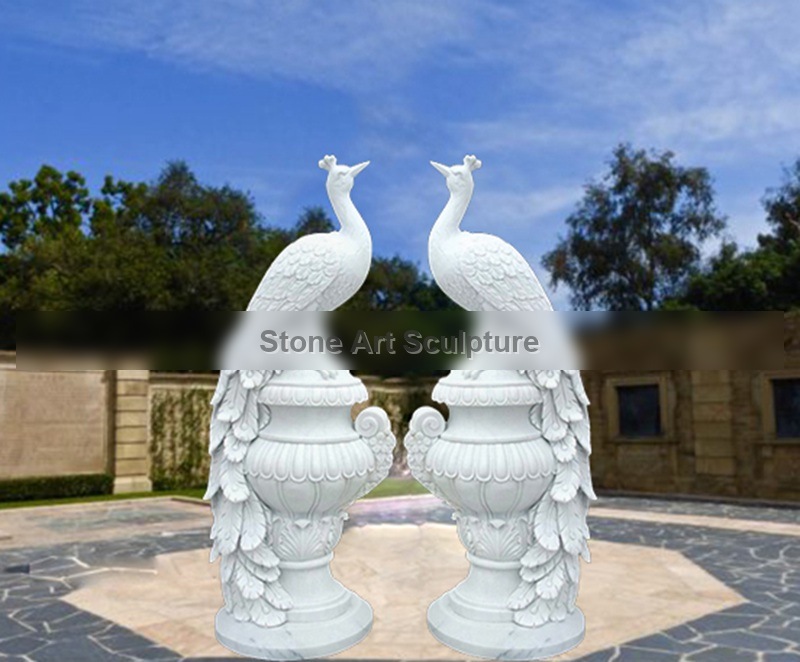 Marble Welcome Statue for Home Peacock Flower Pot Supplier TMA-107 detail image