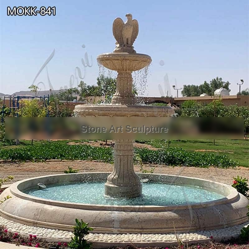 Beige Marble Outdoor Fountain Eagle Statue for Sale MOKK-841 detail image